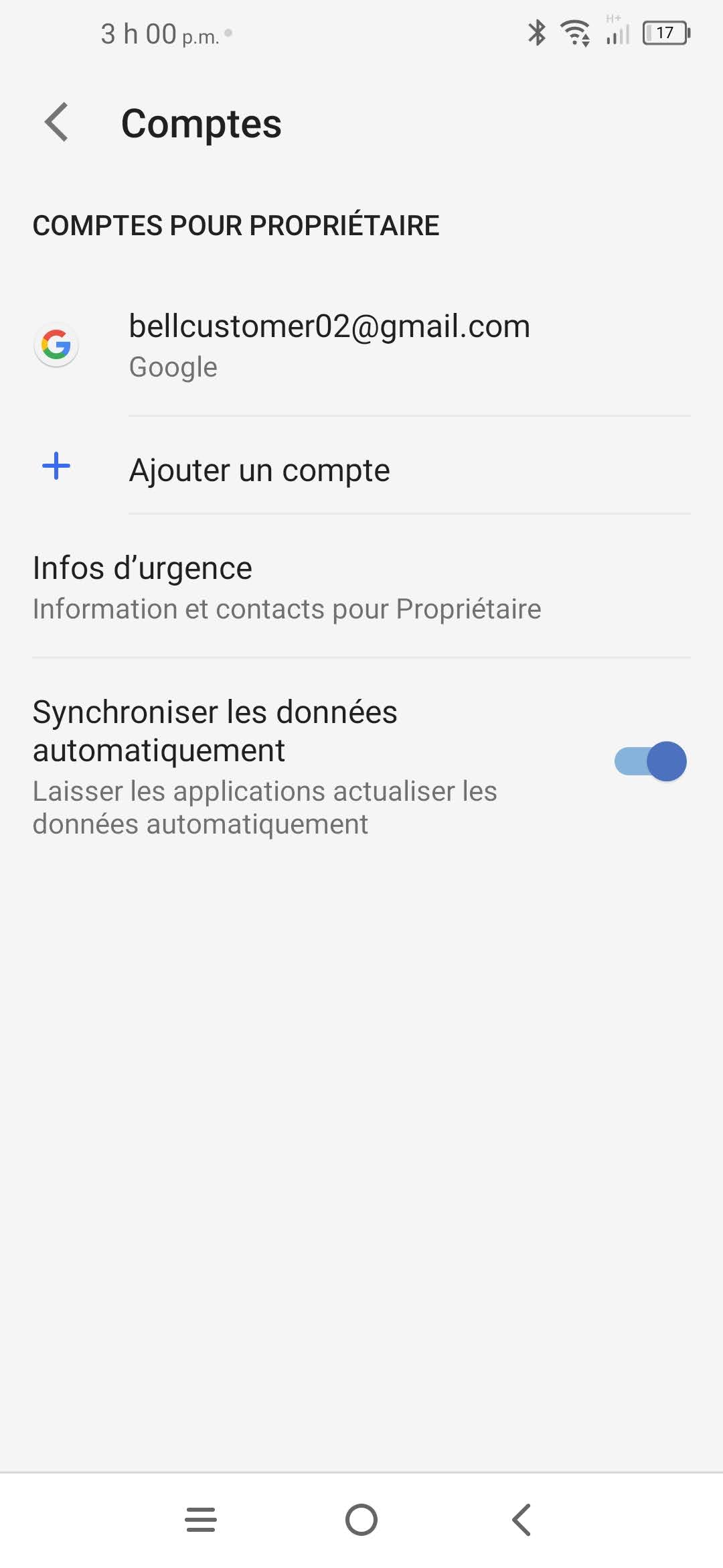 Touchez Ajouter un compte.