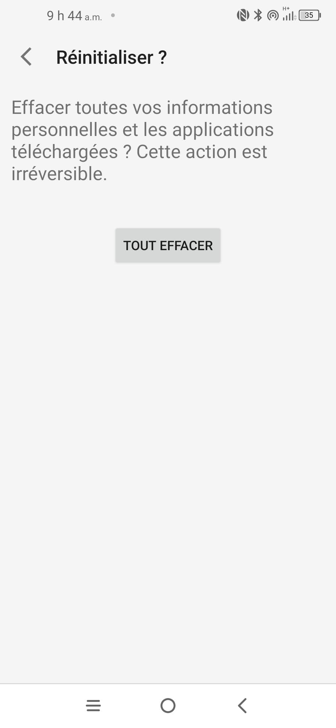 Touchez Tout effacer.