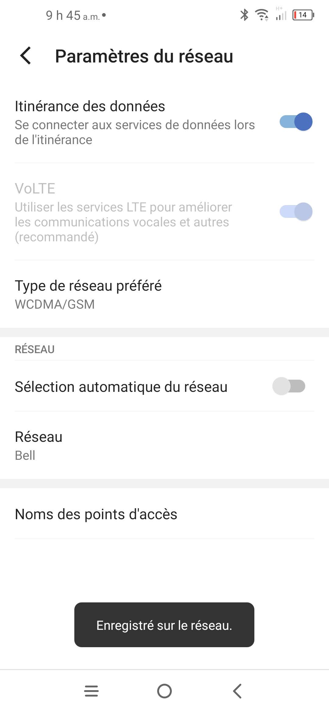 Touchez Nom des points d