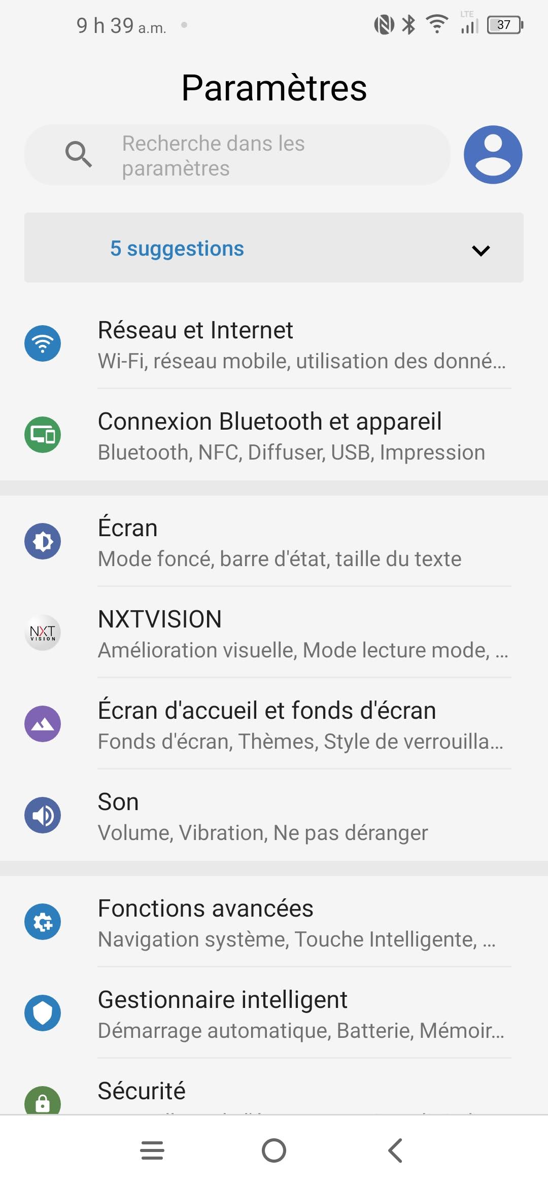 Touchez Réseau et Internet.