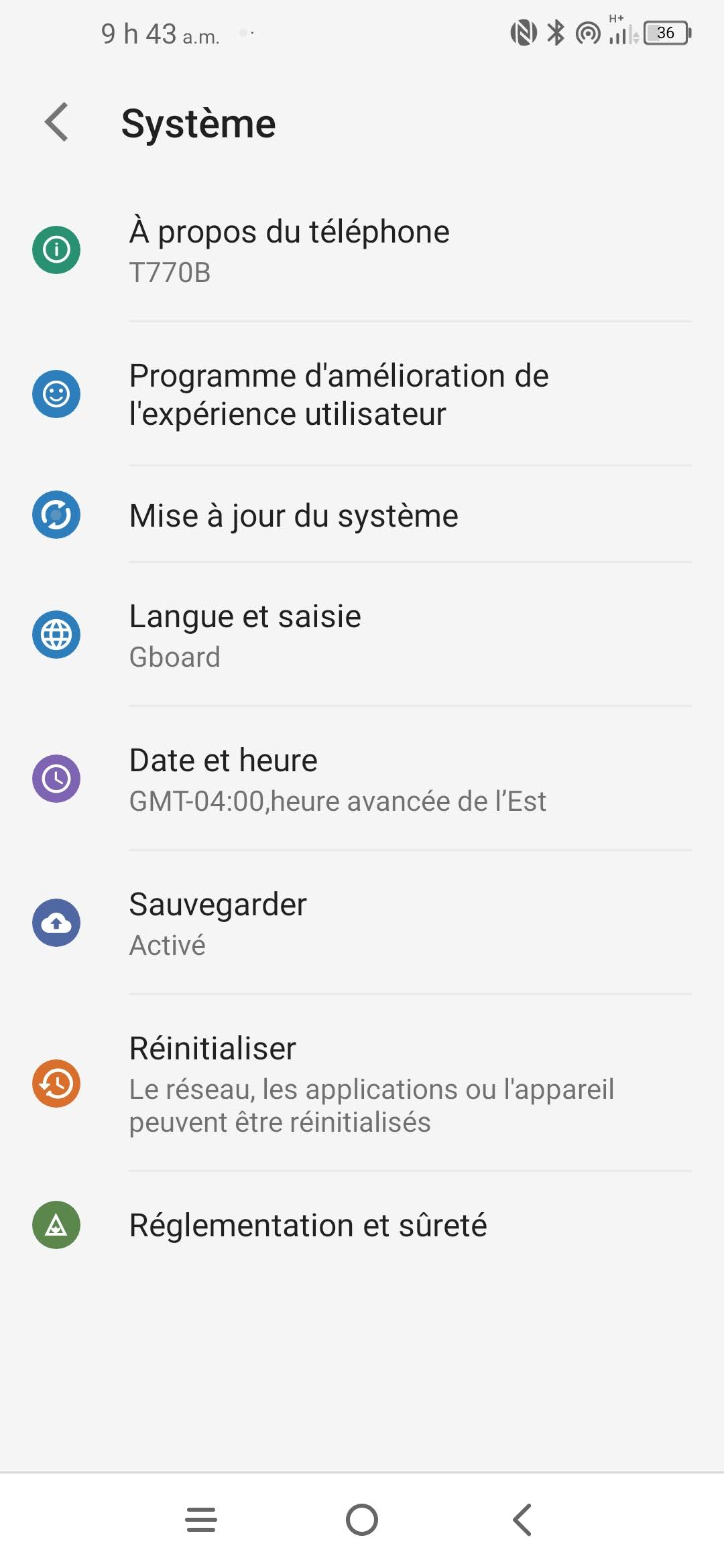 Touchez Réinitialiser.