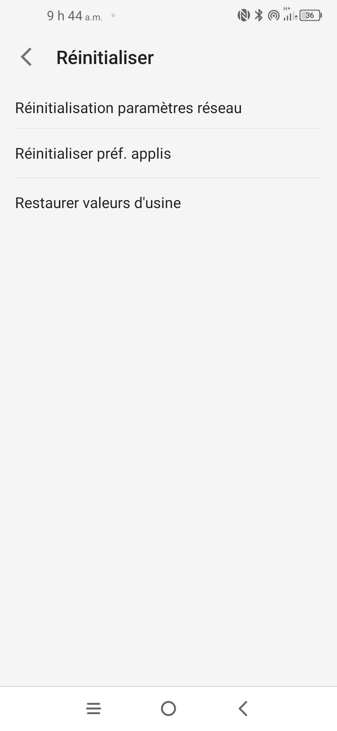 Touchez Restaurer valeurs d