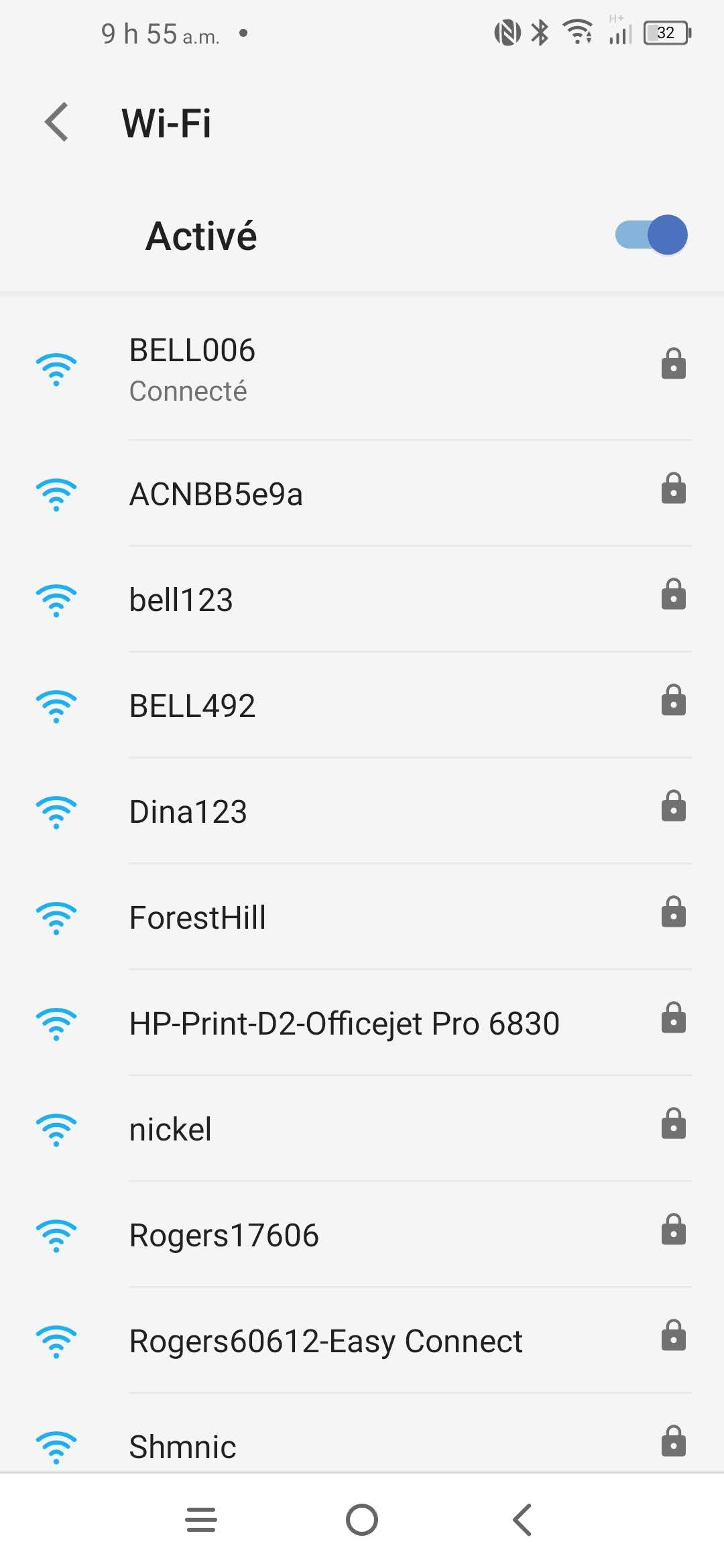 Touchez Réseau et Internet.