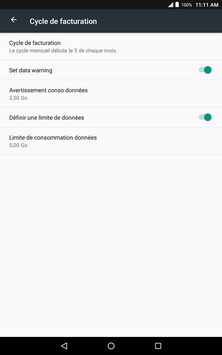 Touchez Limite de consommation données.