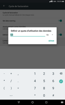 Entrez la limite désirée d