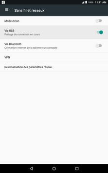 La tablette partage maintenant la connexion Internet.