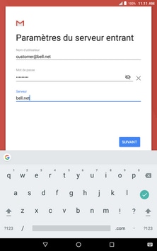 Entrez imap.bell.net comme serveur IMAP.