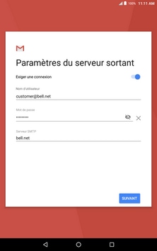 Touchez SERVEUR SMTP.