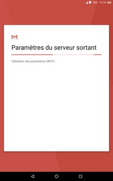 Patientez pendant la vérification des paramètres de courriel.