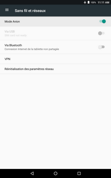 Le mode Avion est activé. Touchez Mode Avion à nouveau pour le désactiver.