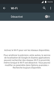 Si le Wi-Fi est désactivé, touchez le curseur Wi-Fi pour l