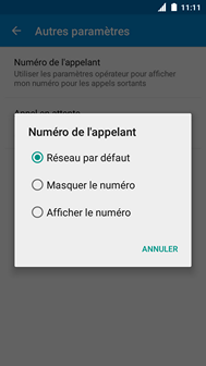 Touchez l’option désirée (p. ex., Masquer le numéro).