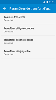 Sélectionnez une option de transfert (p. ex., Transférer si sans réponse).