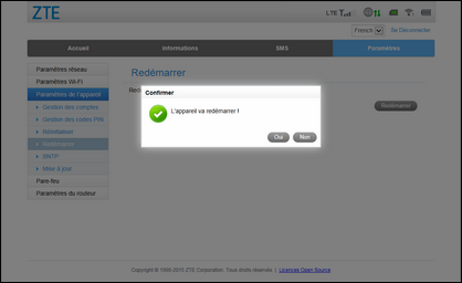 Cliquez sur Oui pour confirmer.