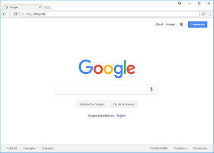 Entrez http://setup.ZTE dans la barre d’adresses, puis appuyez sur la touche Entrée de votre clavier.