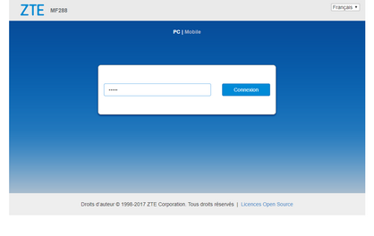 Saisissez le mot de passe (le mot de passe par défaut est admin), puis cliquez sur Connexion.