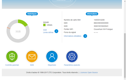 Les statistiques dʼutilisation de vos données sʼafficheront.
