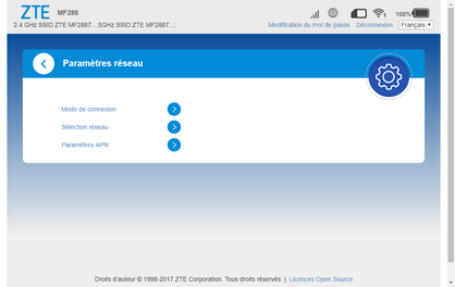 Cliquez sur Sélection réseau.