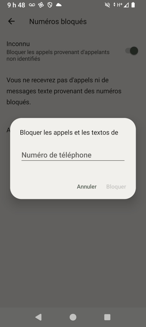 Entrez le numéro de téléphone désiré.