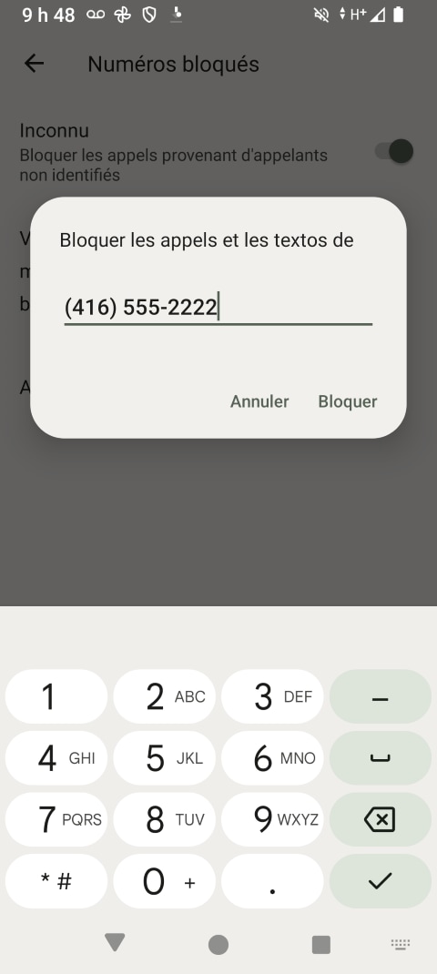 Touchez BLOQUER.