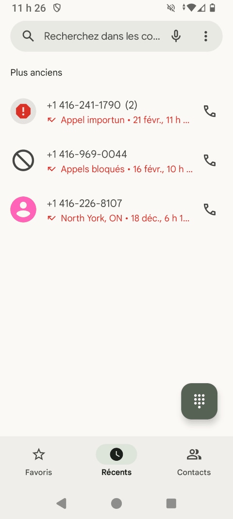 Le numéro de téléphone a été bloqué.