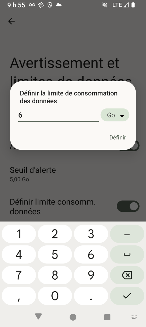 Entrez la limite désirée d