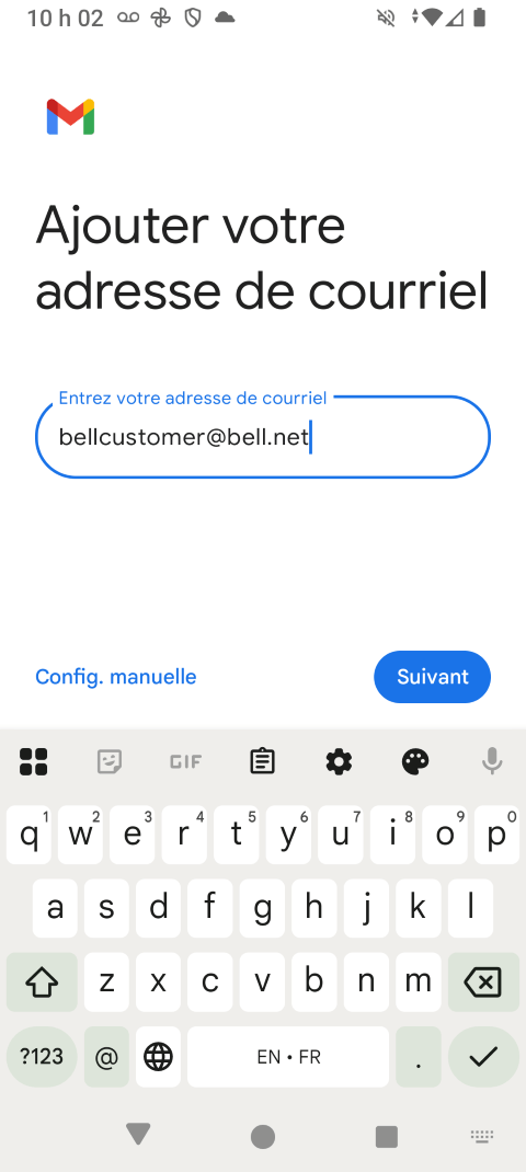 Entrez votre adresse de courriel Bell.
