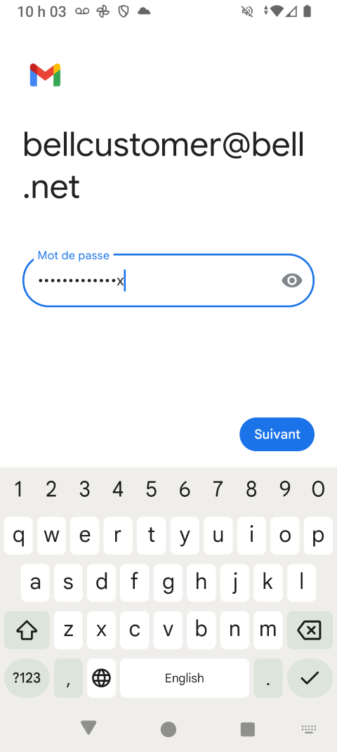 Entrez votre mot de passe du courriel Bell.