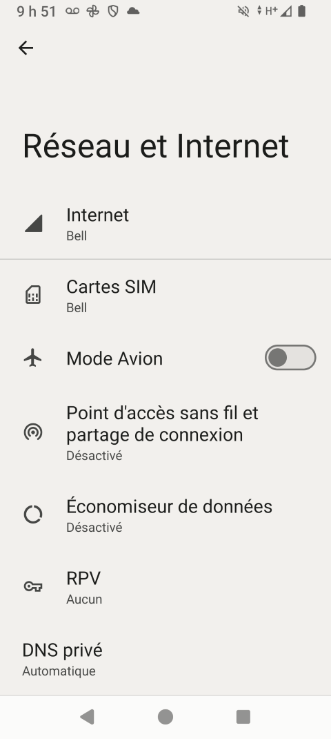 Touchez Partage de connexion.