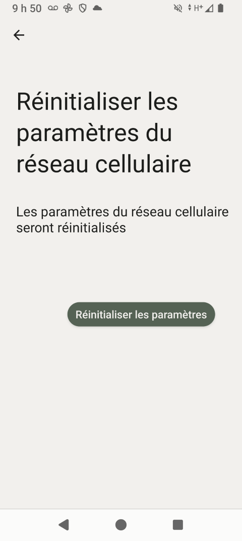 Touchez Réinitialiser les paramètres.