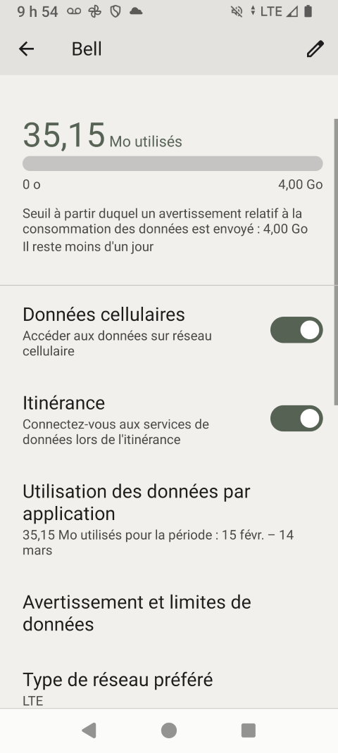 Touchez Avertissement et limites de données.