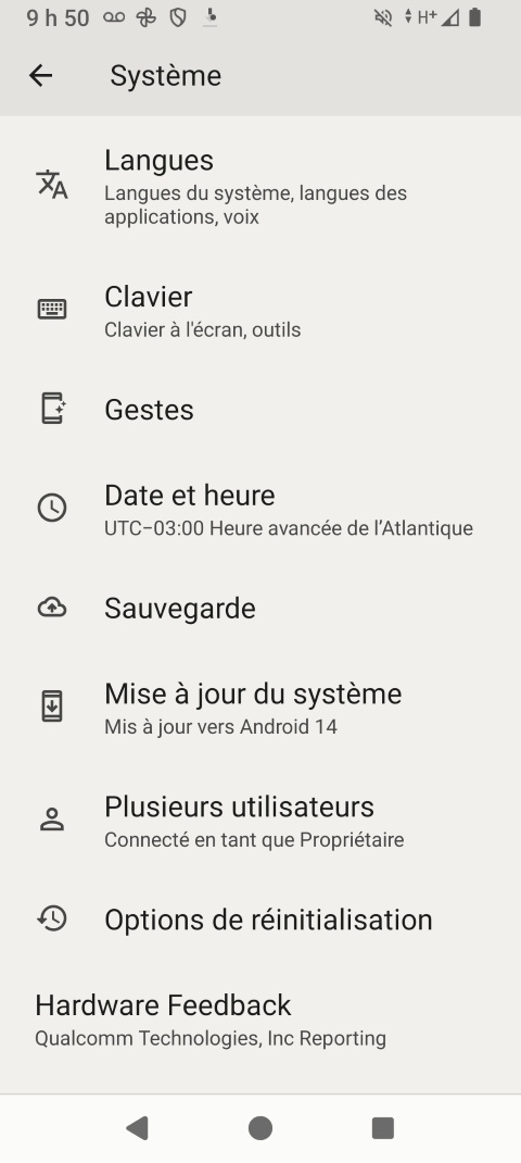 Touchez Options de réintialisation. 