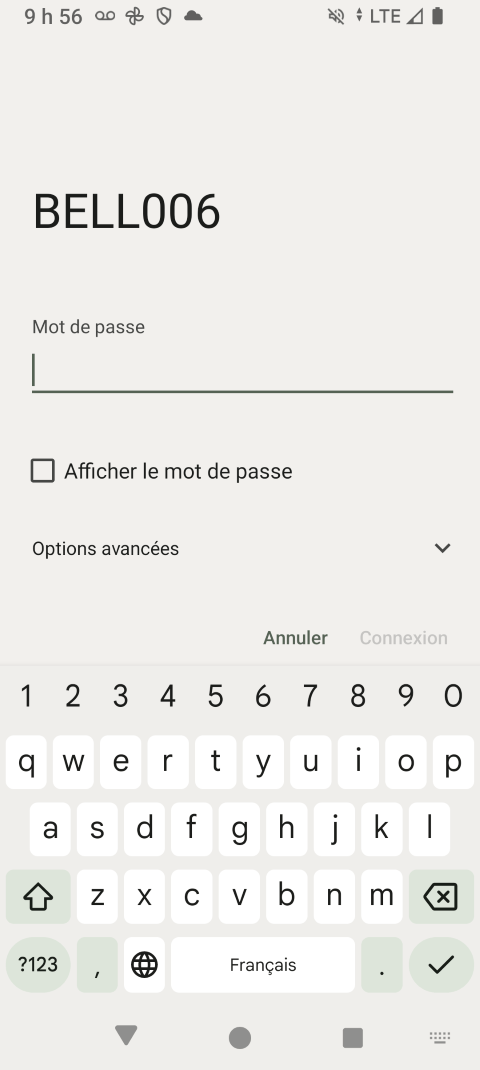 Entrez le mot de passe du réseau.