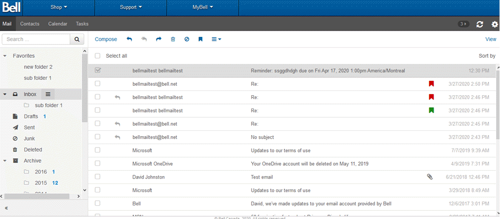 Previous version of Bell email
