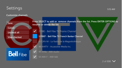 If the checkbox is checked, the channel will appear in the guide.